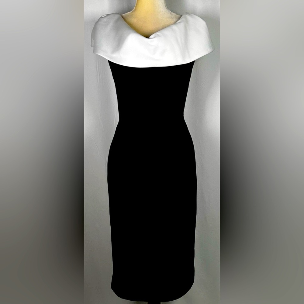 SF Nights by Anita Kantor Vintage Chic One-Shoulder Black and White Dress Size 6